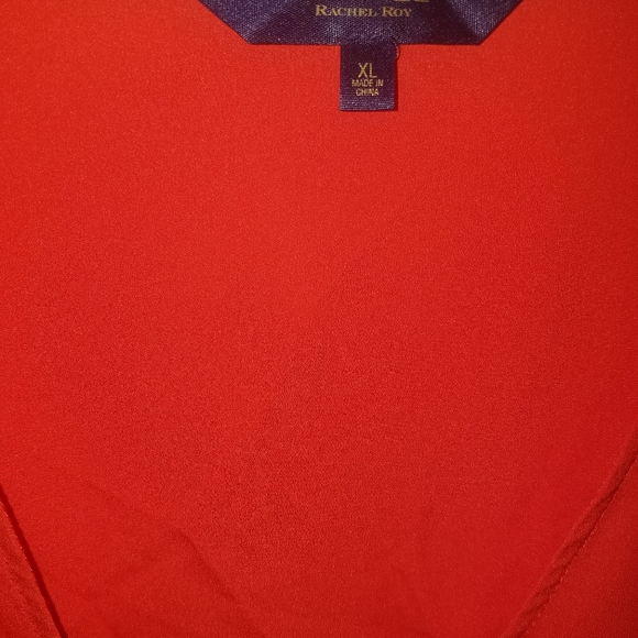 🆕 RACHEL ROY red orange ruched bell sleeve top size xl - Picture 4 of 6
